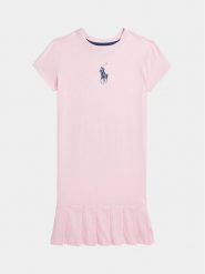 Polo Ralph Lauren Sukienka codzienna 313935092001 Różowy Regular Fit. Czerwone sukienki dziewczęce Polo Ralph Lauren, bez wzorów, z bawełny, bez ramiączek. Za 489.99 zł.