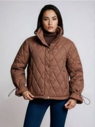 Pikowana kurtka - brązowy. Brązowe kurtki damskie Sinsay, l, bez wzorów, bez kaptura. Za 69.99 zł.