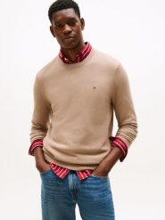 Tommy Hilfiger sweter Mężczyźni Bawełna beżowy, S. Brązowe swetry męskie Tommy Hilfiger, m, bez wzorów, z bawełny, bez kołnierzyka. Za 329.95 zł.