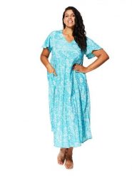 Aller Simplement Sukienka w kolorze turkusowo-białym rozmiar: 42/44. Białe sukienki damskie Aller Simplement, bez wzorów, bez kołnierzyka, bez ramiączek, maxi. Za 56.99 zł.