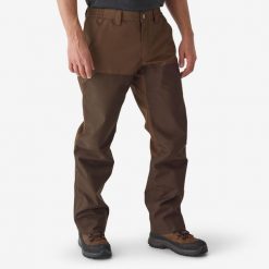 Spodnie Solognac 500 Renfort wodoodporne. Brązowe spodnie materiałowe męskie SOLOGNAC, bez wzorów, z tkaniny, sportowe. Za 249.99 zł.