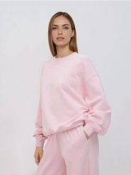 Gładka bluza z bawełną - pastelowy róż. Czerwone bluzy bez kaptura damskie Reserved, l, z bawełny. Za 89.99 zł.