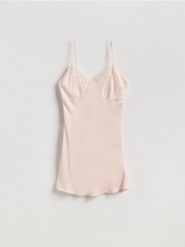 Koszula nocna z wiskozy - kremowy. Białe koszule nocne damskie Reserved, bez wzorów, z wiskozy. Za 89.99 zł.