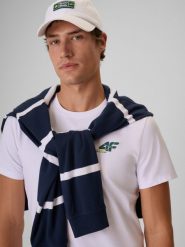 4F T-shirt slim gładki męski - biały XL. Białe t-shirty męskie 4f, m, bez wzorów, z bawełny, bez kołnierzyka. Za 69.99 zł.