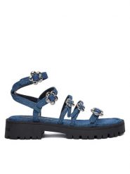 Marc Jacobs Sandały 2P5FSA001F15 Niebieski. Niebieskie sandały damskie MARC JACOBS, bez wzorów, z materiału, bez obcasa, na płaskiej podeszwie. Za 1,239.00 zł.