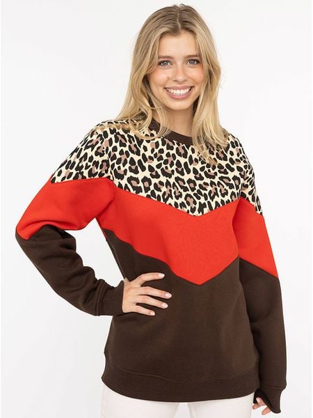 Zwillingsherz Bluza "Konny" w kolorze brązowo-pomarańczowym rozmiar: L/XL. Brązowe bluzy bez kaptura damskie Zwillingsherz, l. Za 252.94 zł.