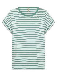 Soyaconcept Koszulka "Rina" w kolorze biało-zielonym rozmiar: XS. Białe t-shirty damskie Soyaconcept, xs, bez wzorów, z bawełny, bez kołnierzyka. Za 56.93 zł.