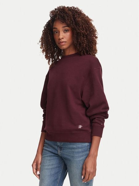 Tommy Hilfiger Bluza Script Terry WW0WW52355 Bordowy Regular Fit. Czerwone bluzy bez kaptura damskie Tommy Hilfiger, xxs, z bawełny. Za 409.99 zł.