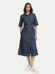 Tommy Hilfiger Sukienka jeansowa WW0WW50622 Niebieski Regular Fit. Niebieskie sukienki damskie Tommy Hilfiger, bez wzorów, z bawełny, bez kołnierzyka, bez ramiączek. Za 799.99 zł.