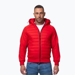 Kurtka męska Pitbull Palomar Padded Hooded Hybrid. Czerwone kurtki męskie PITBULL, m, bez wzorów, z poliesteru, sportowe, bez kaptura. Za 219.99 zł.