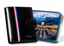 Portfel skórzany Peterson [D] PTN 22308L-VT-A czarny. Czarne portfele męskie Peterson, bez wzorów, ze skóry. Za 102.99 zł.