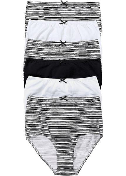Figi z wysoką talią z miękkiej bawełny (6 par). Niebieskie figi damskie bonprix, bez wzorów, z bawełny. Za 77.99 zł.