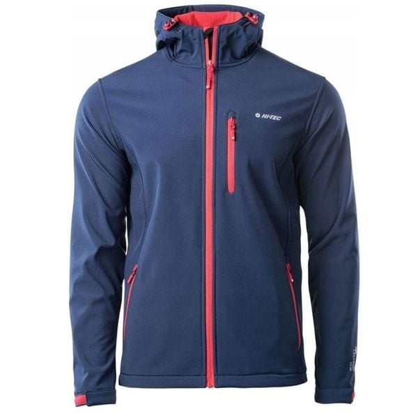 Kurtka męska Softshell Hi-Tec Caen - granatowo-pomarańczowa, Rozmiar XL. Brązowe kurtki męskie Hi-tec, m, bez wzorów, z polaru, bez kaptura. Za 184.99 zł.