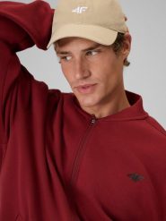 4F Bluza dresowa loose bez kaptura męska - burgundowa S. Czerwone bluzy bez kaptura męskie 4f, m, z bawełny. Za 199.99 zł.
