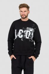 DSQUARED2 Czarna męska bluza Icon Splash Cool Fit Crewneck, Rozmiar XL. Czarne bluzy bez kaptura męskie Dsquared2, l. W wyprzedaży za 1,199.99 zł.