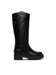 Guess Kozaki FLFLYI ELE11 Czarny. Czarne kozaki damskie Guess, bez obcasa, na płaskiej podeszwie. Za 824.99 zł.