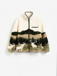Bluza sherpa ze stójką - ciemnozielony. Zielone bluzy bez kaptura męskie Reserved, l, z dzianiny. Za 199.99 zł.