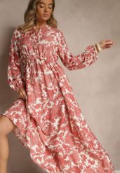 Różowa Kwiecista Sukienka z Wiskozą o Rozkloszowanym Kroju Filennea. Czerwone sukienki damskie Renee, na co dzień, l, bez wzorów, z jeansu, eleganckie, bez kołnierzyka, bez ramiączek, maxi, rozkloszowane. W wyprzedaży za 119.99 zł.