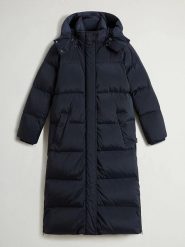 Woolrich Płaszcz puchowy "Kelly" w kolorze granatowym rozmiar: M. Niebieskie płaszcze damskie Woolrich, m, bez wzorów, z puchu. Za 3,412.43 zł.