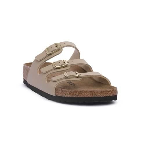Klapki damskie Birkenstock 1029265. Brązowe klapki damskie Birkenstock, bez wzorów, z materiału, bez obcasa. Za 404.10 zł.