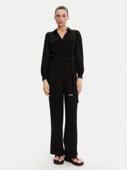 DKNY Kombinezon DD3K284A Czarny Regular Fit. Czarne kombinezony damskie DKNY, bez wzorów, z syntetyku, bez kołnierzyka, bez ramiączek. Za 379.99 zł.
