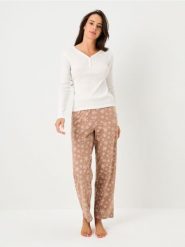 Świąteczna piżama dwuczęściowa w śnieżynki - biały. Białe piżamy damskie Sinsay, l, bez wzorów, bez ramiączek. W wyprzedaży za 39.99 zł.