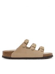 Birkenstock Klapki Florida Fresh 1029480 Beżowy. Brązowe klapki damskie Birkenstock, bez wzorów, z nubiku, bez obcasa. Za 509.99 zł.