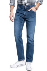 SPODNIE MĘSKIE WRANGLER TEXAS COOL WING W121E284W 112126107. Spodnie materiałowe męskie Wrangler, bez wzorów, z jeansu. Za 239.99 zł.