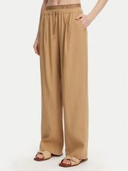 Marella Spodnie materiałowe Fred 2513131085 Beżowy Wide Leg. Brązowe spodnie materiałowe damskie Marella, bez wzorów, ze lnu. Za 679.99 zł.