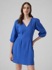 Vero Moda Sukienka w kolorze niebieskim rozmiar: XS. Niebieskie sukienki damskie Vero Moda, xs, bez wzorów, z bawełny, bez kołnierzyka, bez ramiączek, mini. Za 87.61 zł.