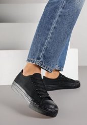 Czarne Trampki Vices na Grubszej Podeszwie pod Kostkę Tilomea. Czarne trampki i tenisówki damskie Born2be, bez wzorów, z jeansu. Za 49.99 zł.