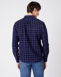 WRANGLER LS 1PKT SHIRT MĘSKA KOSZULA W KRATĘ DŁUGI RĘKAW PATRIOT BLUE W5AE4AX5H 112130095. Niebieskie koszule męskie Wrangler, m, bez wzorów, bez kołnierzyka, bez ramiączek. Za 129.99 zł.