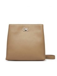 Calvin Klein Torebka Ck Bucket Bag K60K612803 Beżowy. Brązowe listonoszki damskie CALVIN KLEIN, bez wzorów, ze skóry, bez dodatków. Za 329.99 zł.