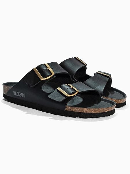 BACKSUN Klapki "Bali" w kolorze czarnym rozmiar: 37. Czarne klapki damskie Backsun, bez wzorów, z materiału, bez obcasa. Za 136.78 zł.