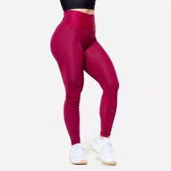 Legginsy fitness damskie Domyos. Czerwone legginsy sportowe damskie DOMYOS, l, bez wzorów, z materiału, z podwyższonym stanem, na fitness i siłownię. Za 99.99 zł.