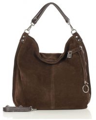 Torebka worek brązowy GENUINE LEATHER s92r. Brązowe shopper bag damskie z aplikacjami, z jeansu, na ramię, duże, zdobione, bez dodatków. Za 379.05 zł.