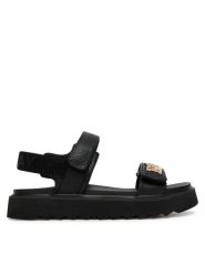 REPLAY Sandały GWF5D .000.C0009S Czarny. Czarne sandały damskie Replay, bez wzorów, ze skóry, bez obcasa, na płaskiej podeszwie. Za 309.99 zł.