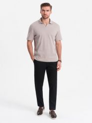 Spodnie męskie chino SLIM FIT z delikatną teksturą - czarne V5 OM-PACP-0190 - XXL. Czarne spodnie materiałowe męskie Ombre Clothing, bez wzorów, z bawełny. W wyprzedaży za 199.99 zł.