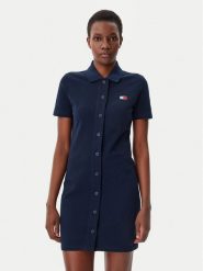 Tommy Jeans Sukienka codzienna Badge DW0DW20302 Granatowy Regular Fit. Niebieskie sukienki damskie Tommy Jeans, na co dzień, xs, bez wzorów, z bawełny, bez kołnierzyka, bez ramiączek, koszulowe. Za 279.99 zł.