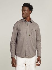 G-Star Koszula - Regular fit - w kolorze szarobrązowym rozmiar: XL. Brązowe koszule męskie G-Star, xl, bez wzorów, z bawełny, bez kołnierzyka, bez ramiączek. Za 258.45 zł.