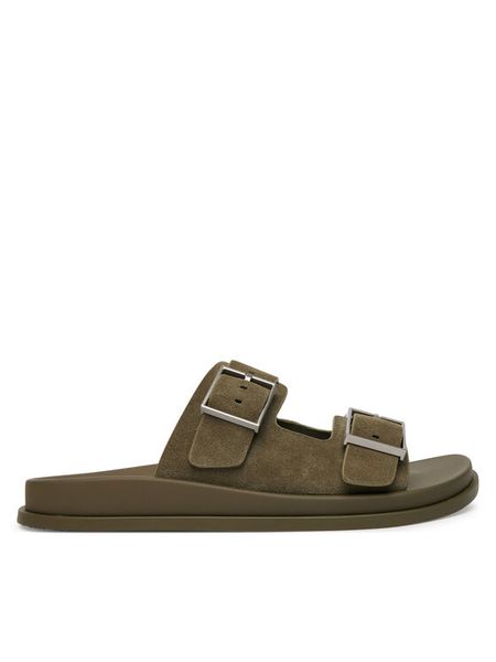 Calvin Klein Klapki City Sandal Buckle Suede HW0HW03130 Zielony. Zielone klapki damskie CALVIN KLEIN, bez wzorów, bez obcasa. Za 529.99 zł.