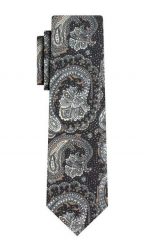 Krawat Męski, Granatowo-Beżowy, Wzór Paisley, Łezki, 100% Bawełna, 7cm -EM Men's Accessories. Niebieskie krawaty i muchy męskie Em men's accessories, bez wzorów, z bawełny, eleganckie. Za 79.99 zł.