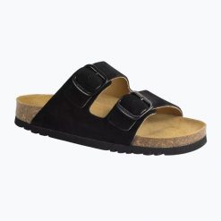 Klapki damskie Scholl Josephine Suede. Czarne klapki damskie Scholl, bez wzorów, z materiału, bez obcasa. Za 279.99 zł.
