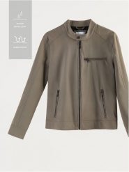 Kurtka biker ze stójką - ciemnozielony. Zielone kurtki męskie Reserved, l, bez wzorów, bez kaptura. Za 239.99 zł.