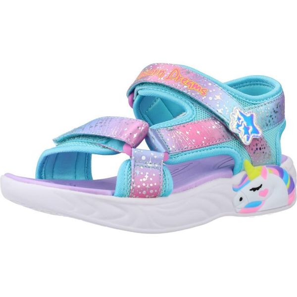 Sandały SKECHERS UNICORN Fioletowy. Fioletowe sandały damskie Skechers, bez wzorów, z syntetyku, bez obcasa. Za 174.99 zł.