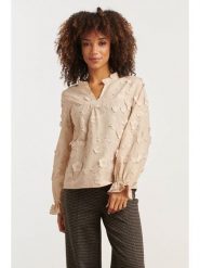 Smashed Lemon Bluzka w kolorze beżowym rozmiar: XXL. Brązowe bluzki damskie Smashed Lemon, xxl, z aplikacjami, z bawełny, bez kołnierzyka, bez ramiączek. Za 104.99 zł.