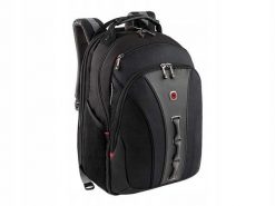 Plecak Legacy 16'' czarno szary. Czarne plecaki damskie Wenger, bez wzorów, z materiału, biznesowe. Za 396.99 zł.