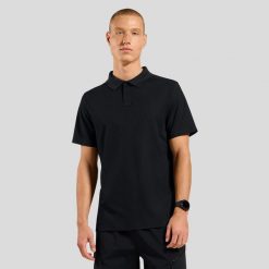 Koszulka męska ODLO Polo shirt s/s CUBIC LIGHT. Czarne koszulki polo męskie Odlo, m, w ażurowe wzory, z materiału, bez ramiączek. Za 299.99 zł.