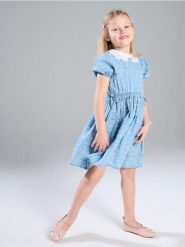 Sukienka jeansowa z bufkami - niebieski. Niebieskie sukienki dziewczęce Sinsay, bez wzorów, z jeansu, bez ramiączek. Za 29.99 zł.