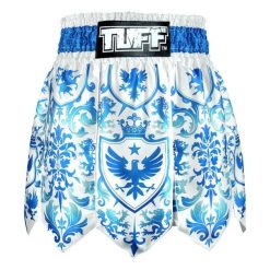 Spodenki treningowe TUFF Gladiator Blue & White Classic Victorian Pattern. Białe szorty damskie TUFF, bez wzorów, sportowe. Za 299.00 zł.